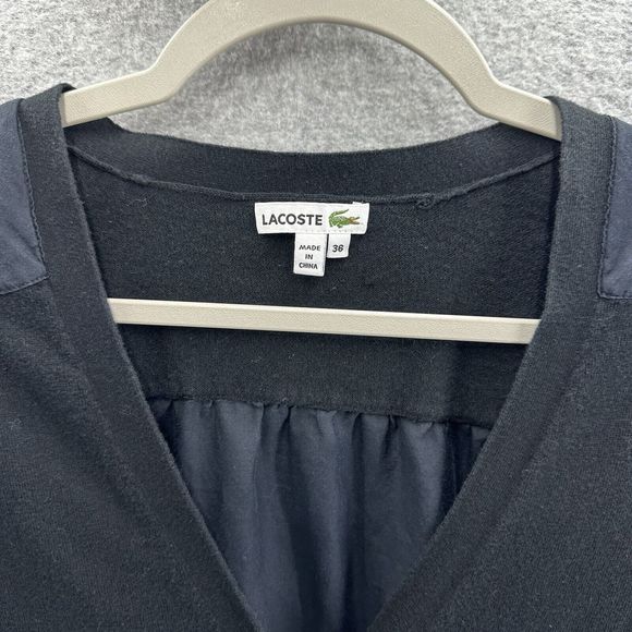 Lacoste Womens Cardigan Size 36 Black Button Up Long Sleeve Sweater - Picture 2 of 12